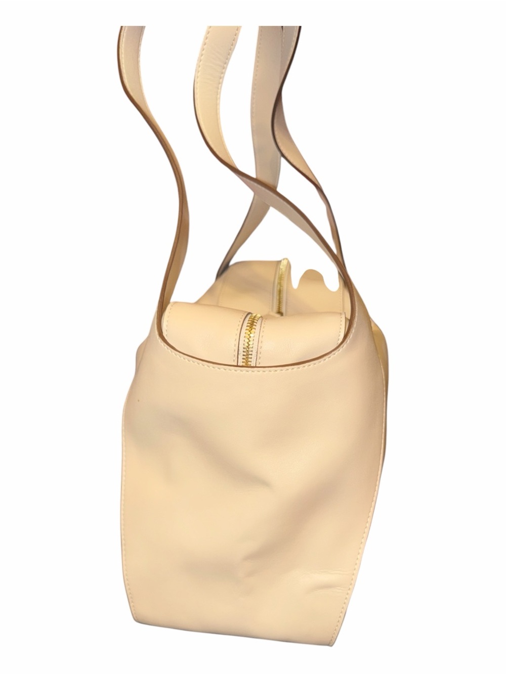 Authentic Stella McCartney Perforated Circle Logo Zip-Top Shoulder Bag - Cream - Picture 4 of 9